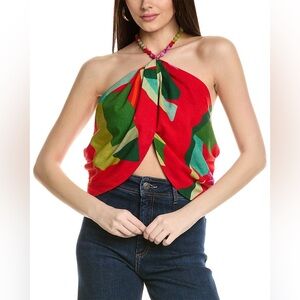 NWOT Farm Rio Heliconia Linen-Blend Crop Top Size S $135